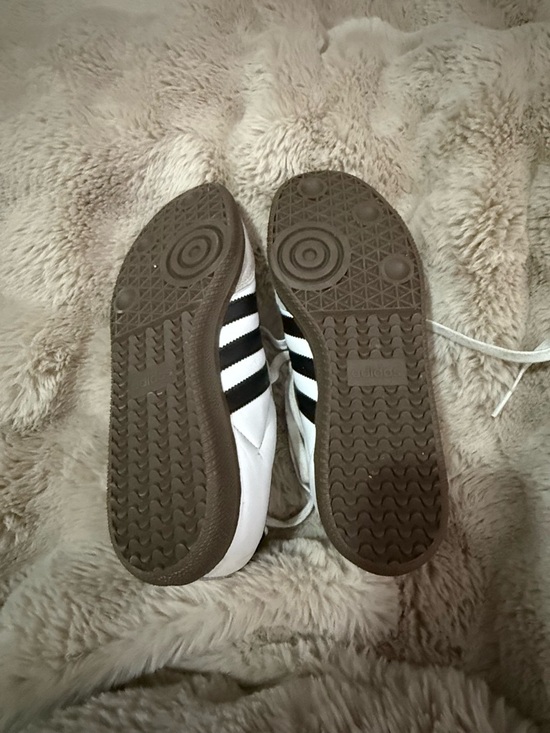 adidas Samba Leather Sneakers in White, Black & Gray - Picture 4 of 4